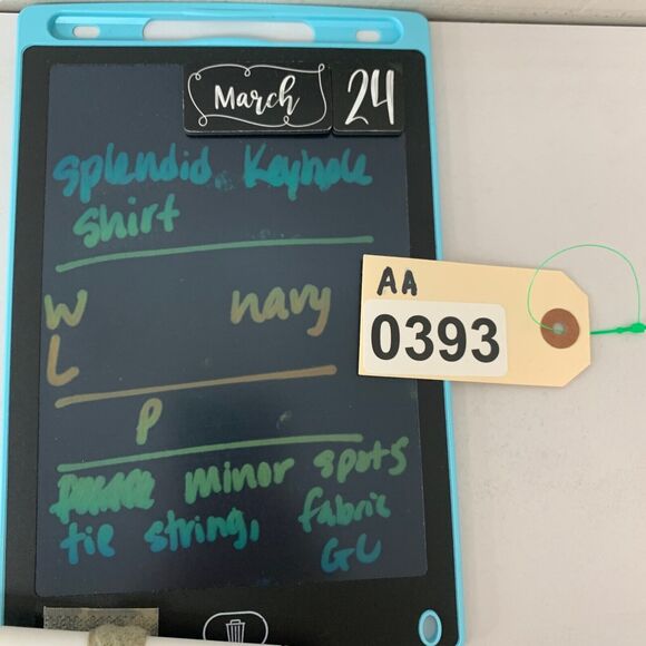 Splendid Blouse Womens L Large Navy Gingham Check Ruffled Sleeve Tassel Tie Top - Picture 11 of 13